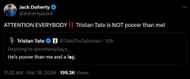 Jack continues his rant against Tristan on X (Image via X)